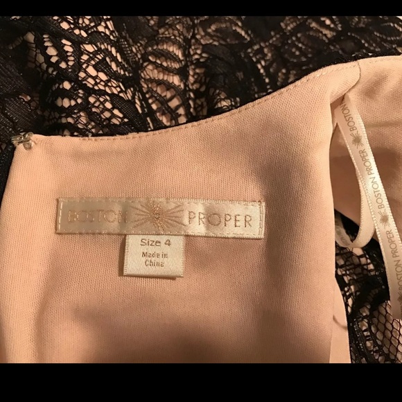 BOSTON PROPER Lace Pink Nude Black Shift Dress Cocktail Wedding - Picture 9 of 10